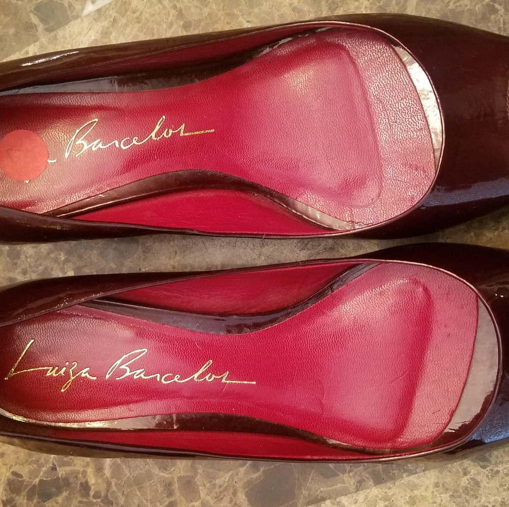 Luiza Barcelos Leather Burgundy Wedges Size 7